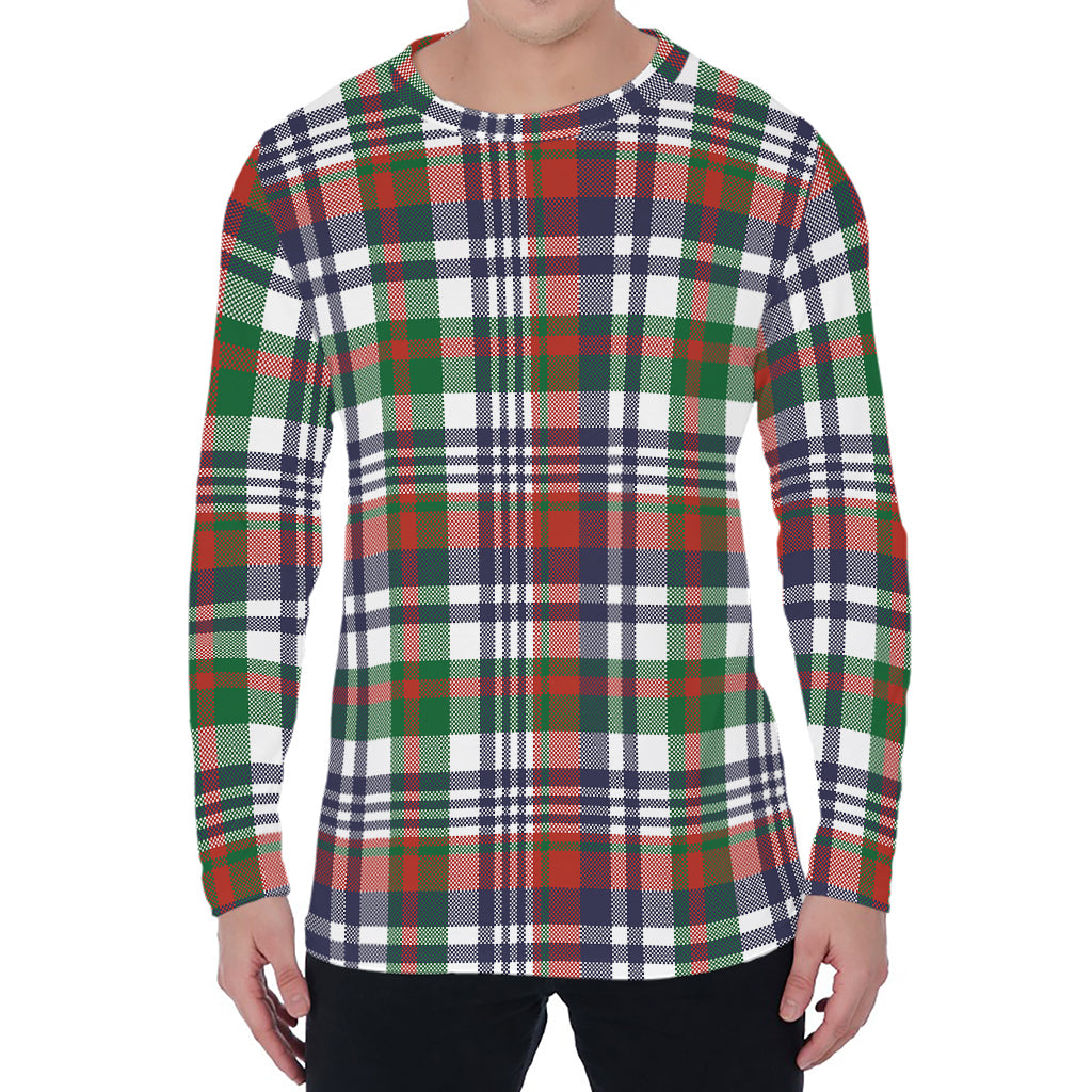 Christmas Madras Plaid Print Men's Long Sleeve T-Shirt