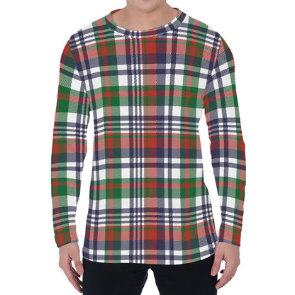 Christmas Madras Plaid Print Men's Long Sleeve T-Shirt
