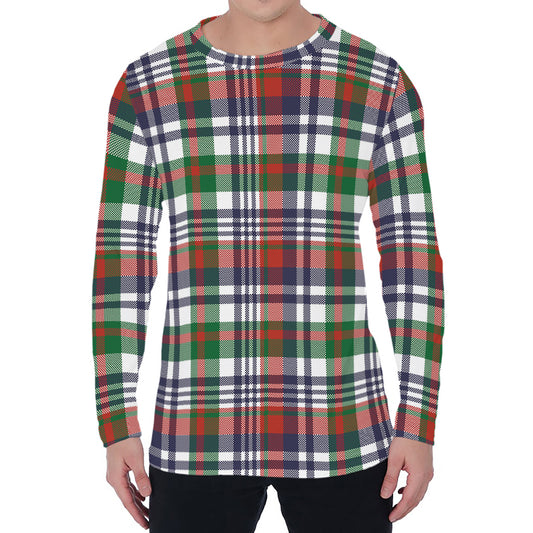 Christmas Madras Plaid Print Men's Long Sleeve T-Shirt