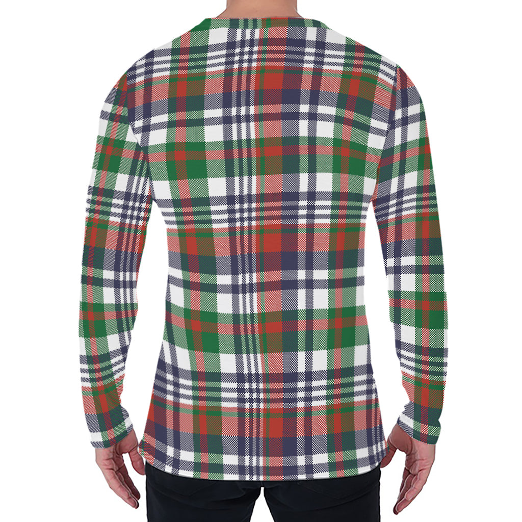 Christmas Madras Plaid Print Men's Long Sleeve T-Shirt