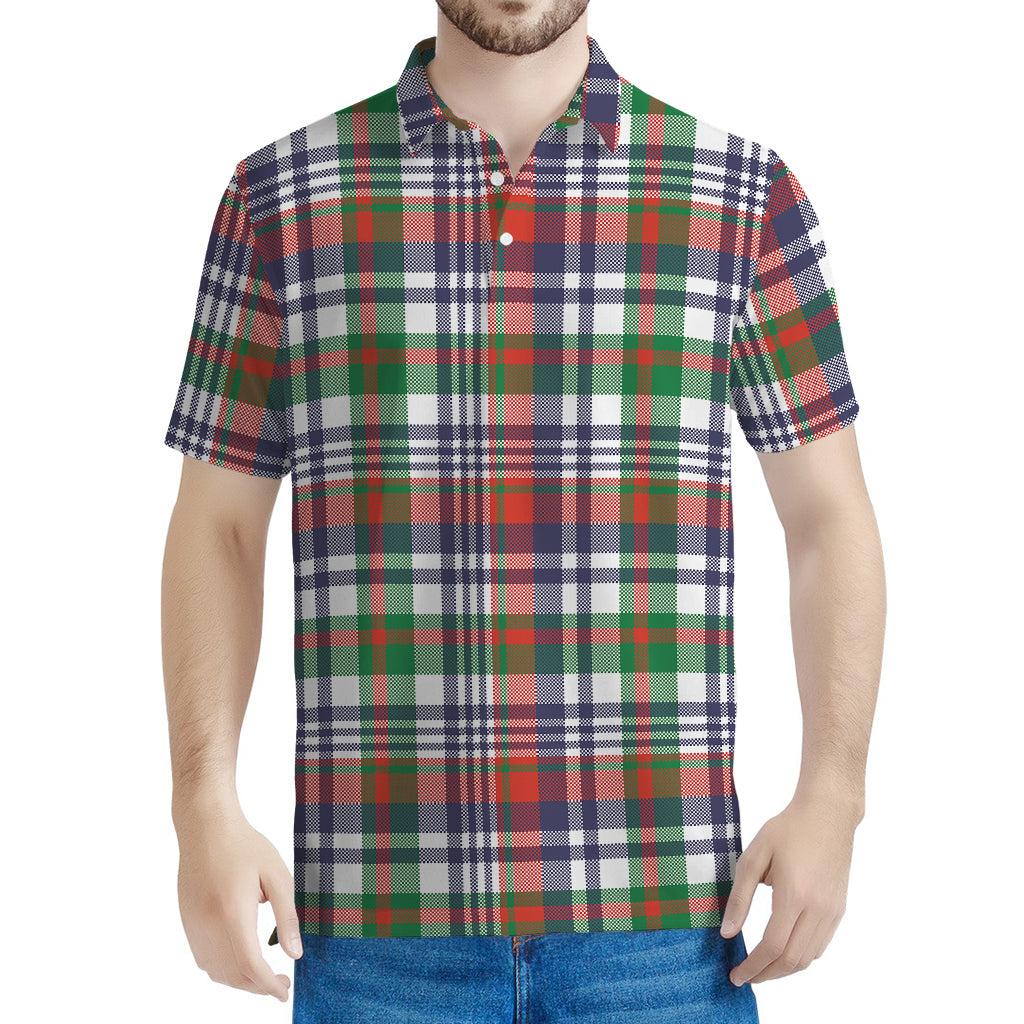 Christmas Madras Plaid Print Men's Polo Shirt