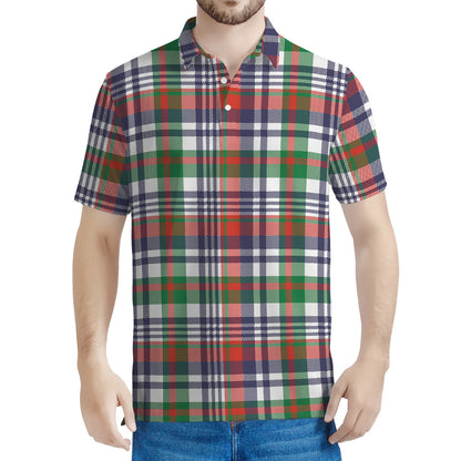 Christmas Madras Plaid Print Men's Polo Shirt