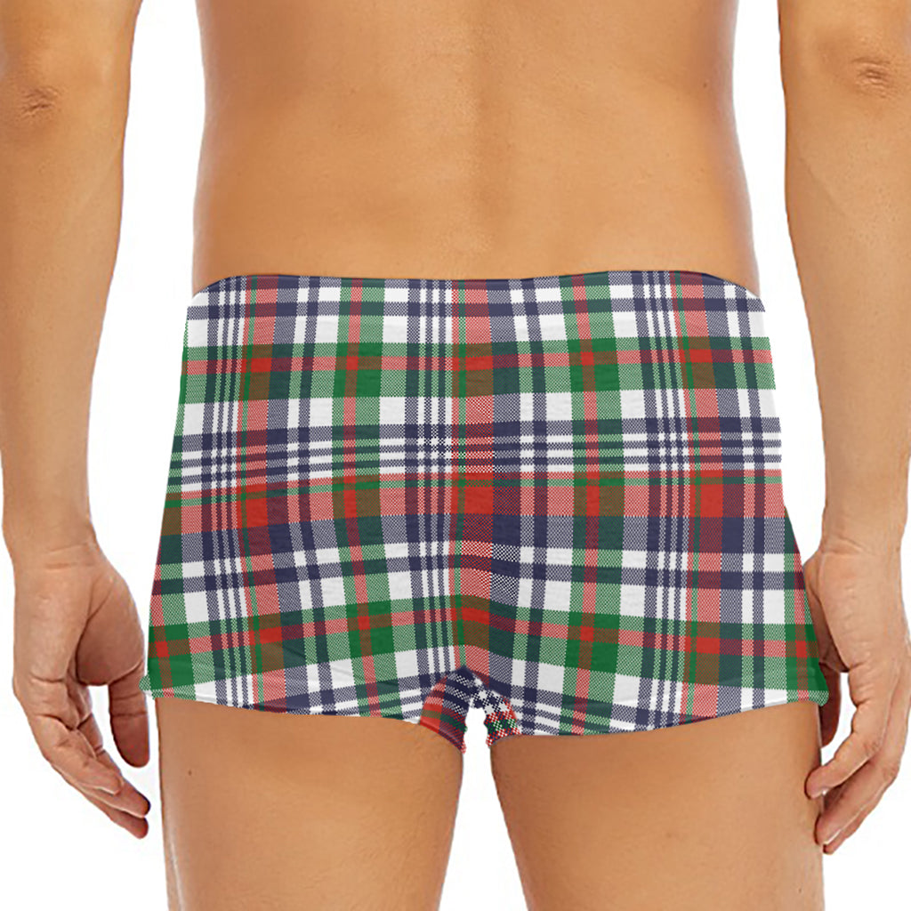 Christmas Madras Plaid Print Men's Short Boxer Briefs