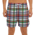 Christmas Madras Plaid Print Men's Split Running Shorts