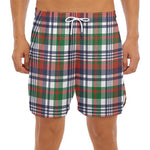 Christmas Madras Plaid Print Men's Split Running Shorts