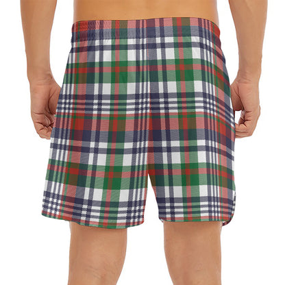 Christmas Madras Plaid Print Men's Split Running Shorts