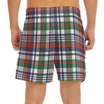 Christmas Madras Plaid Print Men's Split Running Shorts
