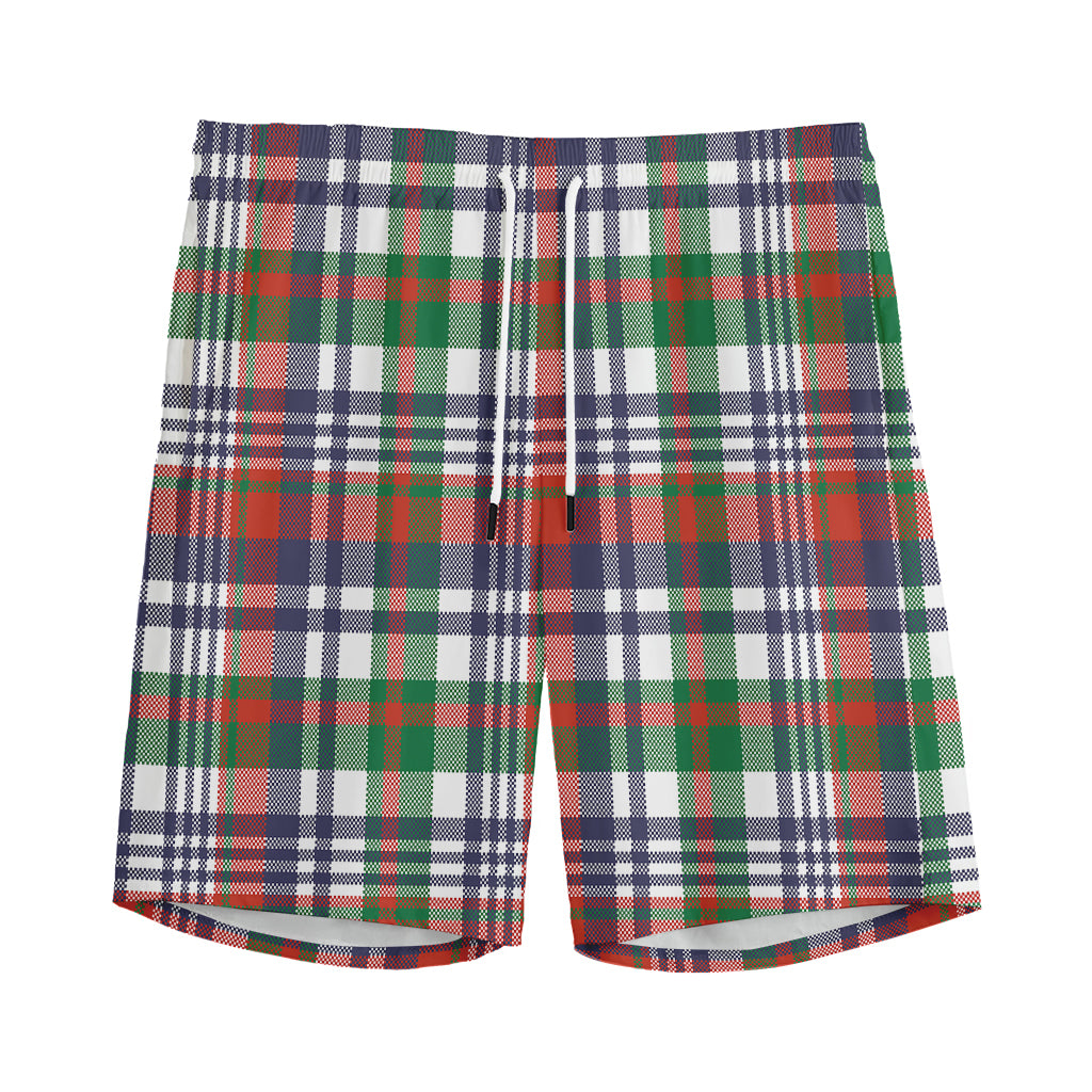 Christmas Madras Plaid Print Men's Sports Shorts