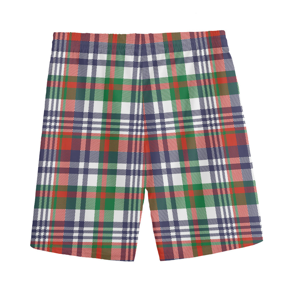 Christmas Madras Plaid Print Men's Sports Shorts