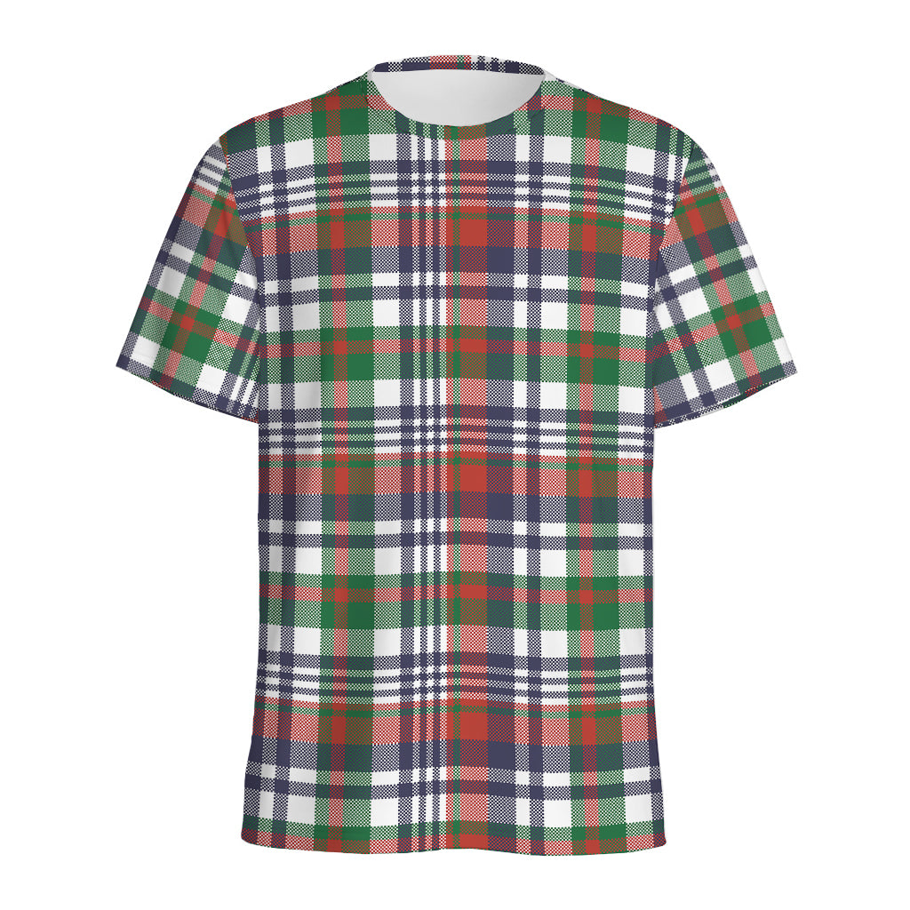 Christmas Madras Plaid Print Men's Sports T-Shirt