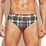 Christmas Madras Plaid Print Men's Swim Briefs