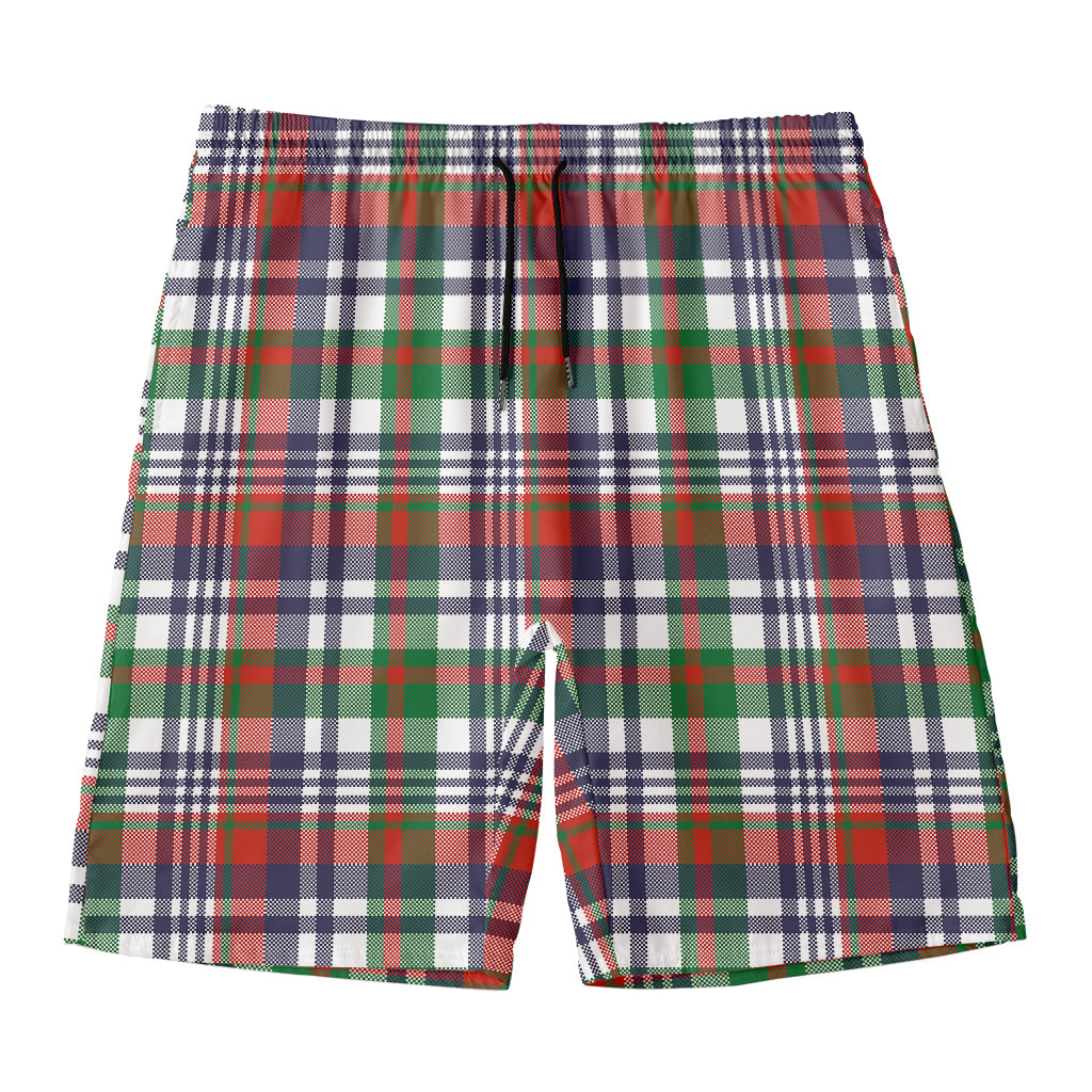 Christmas Madras Plaid Print Men's Swim Trunks