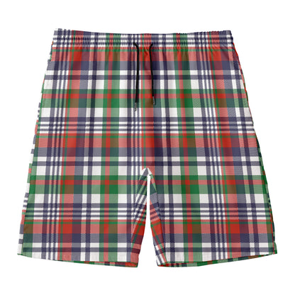 Christmas Madras Plaid Print Men's Swim Trunks