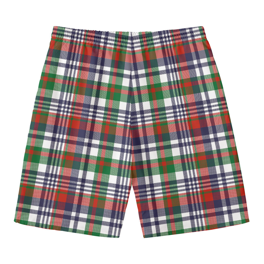 Christmas Madras Plaid Print Men's Swim Trunks
