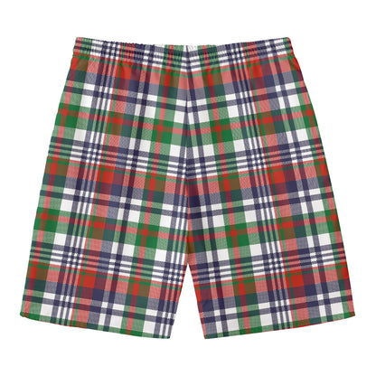 Christmas Madras Plaid Print Men's Swim Trunks