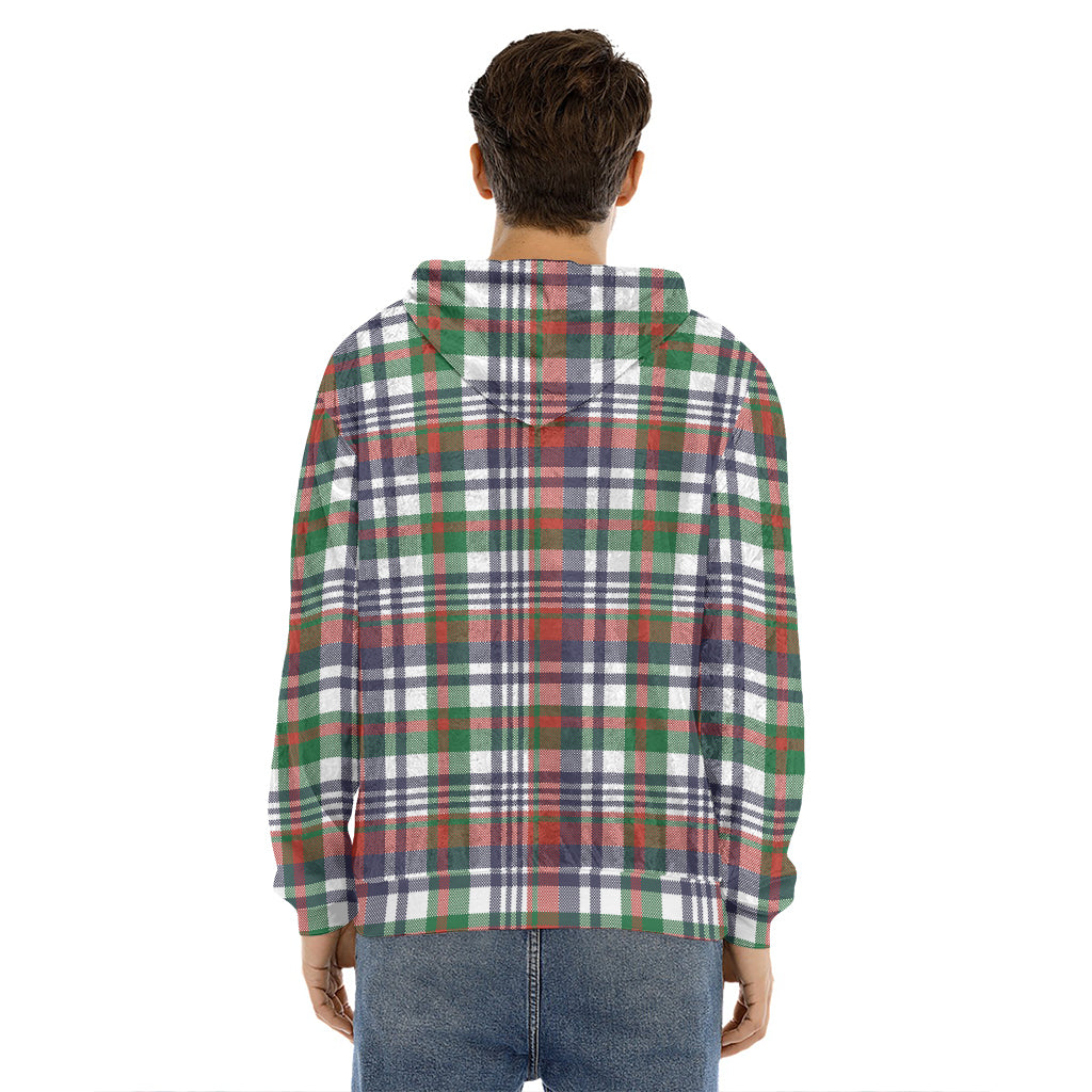 Christmas Madras Plaid Print Men's Velvet Pullover Hoodie