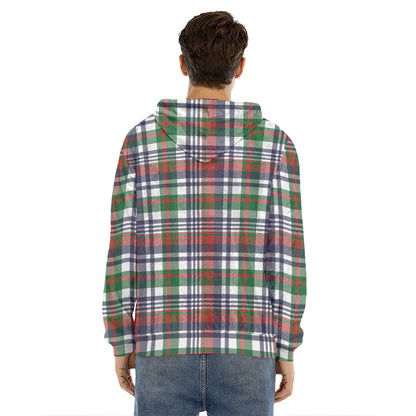 Christmas Madras Plaid Print Men's Velvet Pullover Hoodie