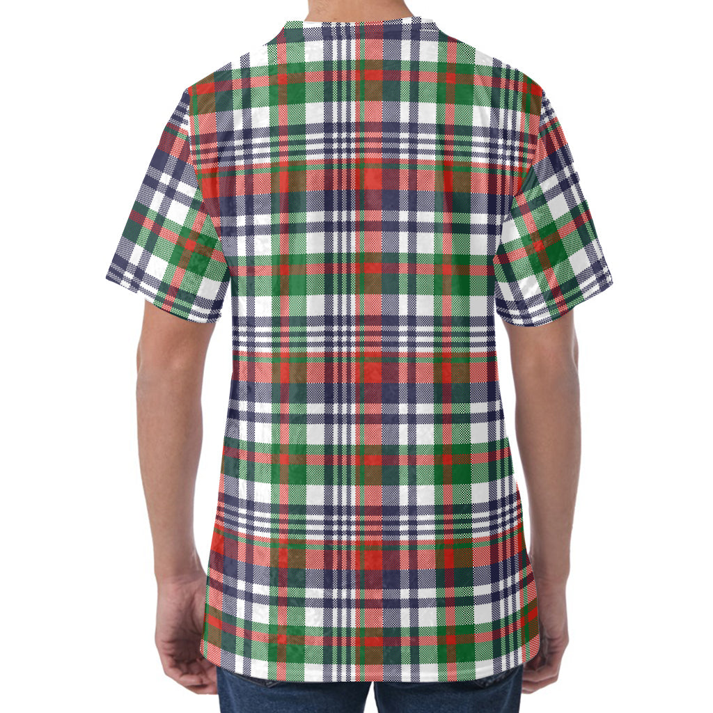 Christmas Madras Plaid Print Men's Velvet T-Shirt