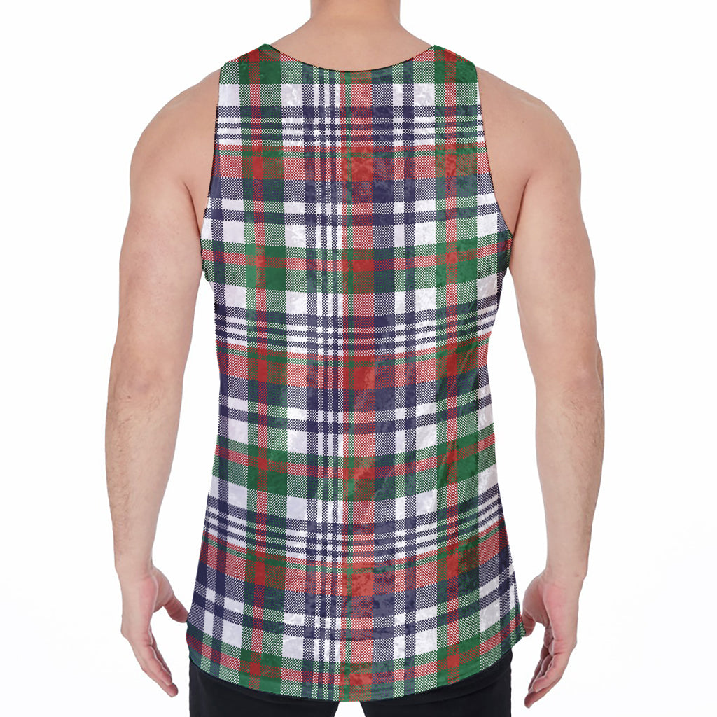 Christmas Madras Plaid Print Men's Velvet Tank Top