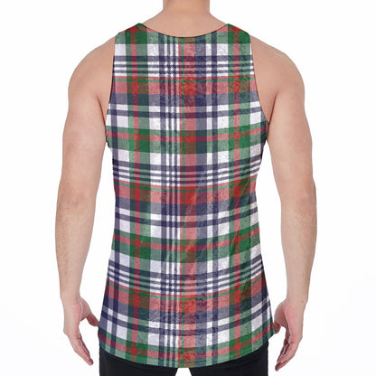 Christmas Madras Plaid Print Men's Velvet Tank Top