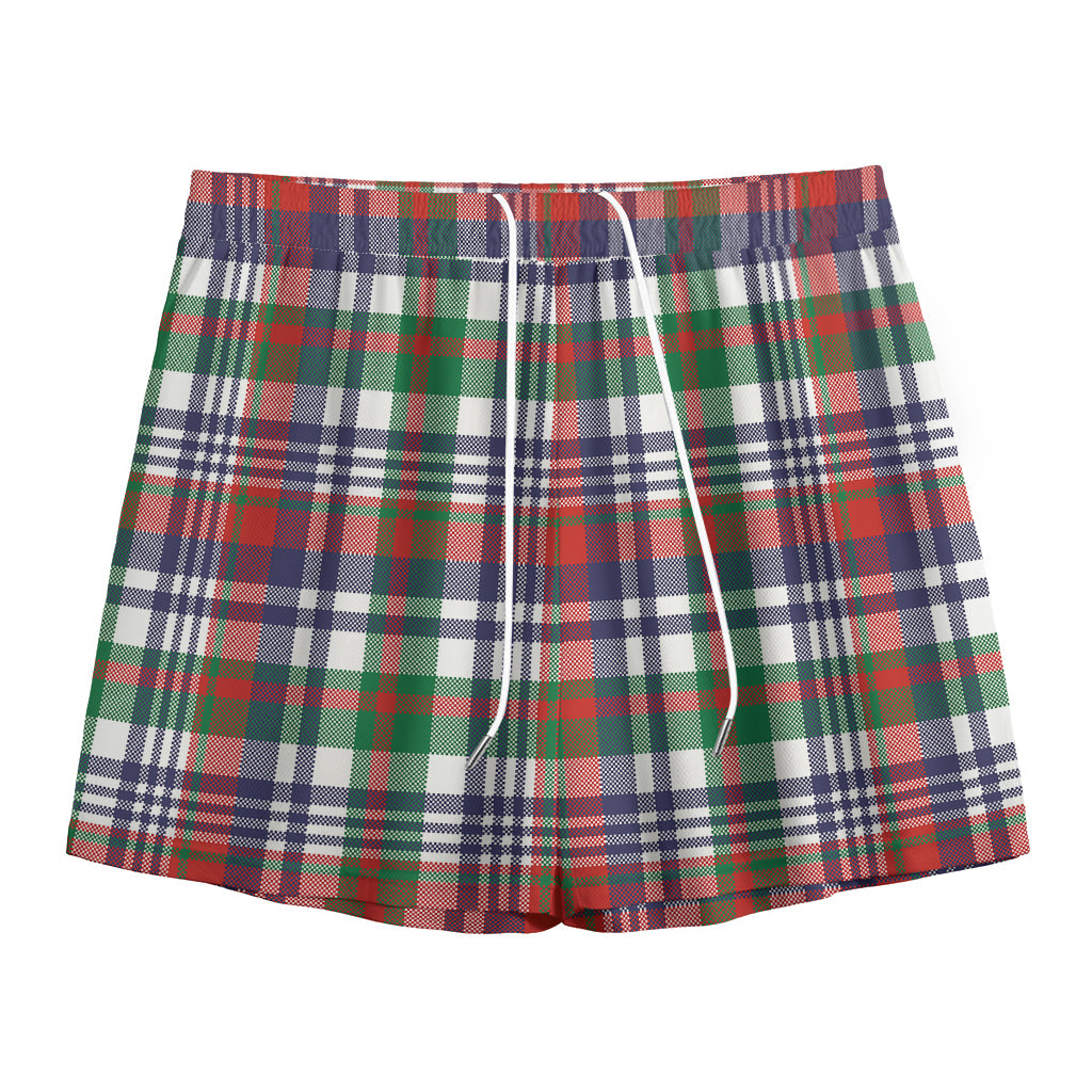 Christmas Madras Plaid Print Mesh Shorts