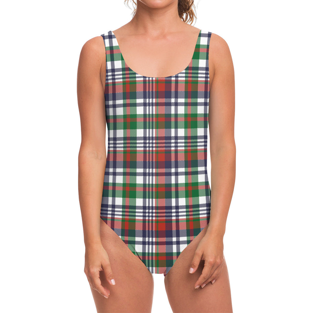 Christmas Madras Plaid Print One Piece Swimsuit