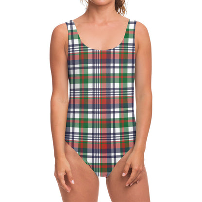 Christmas Madras Plaid Print One Piece Swimsuit