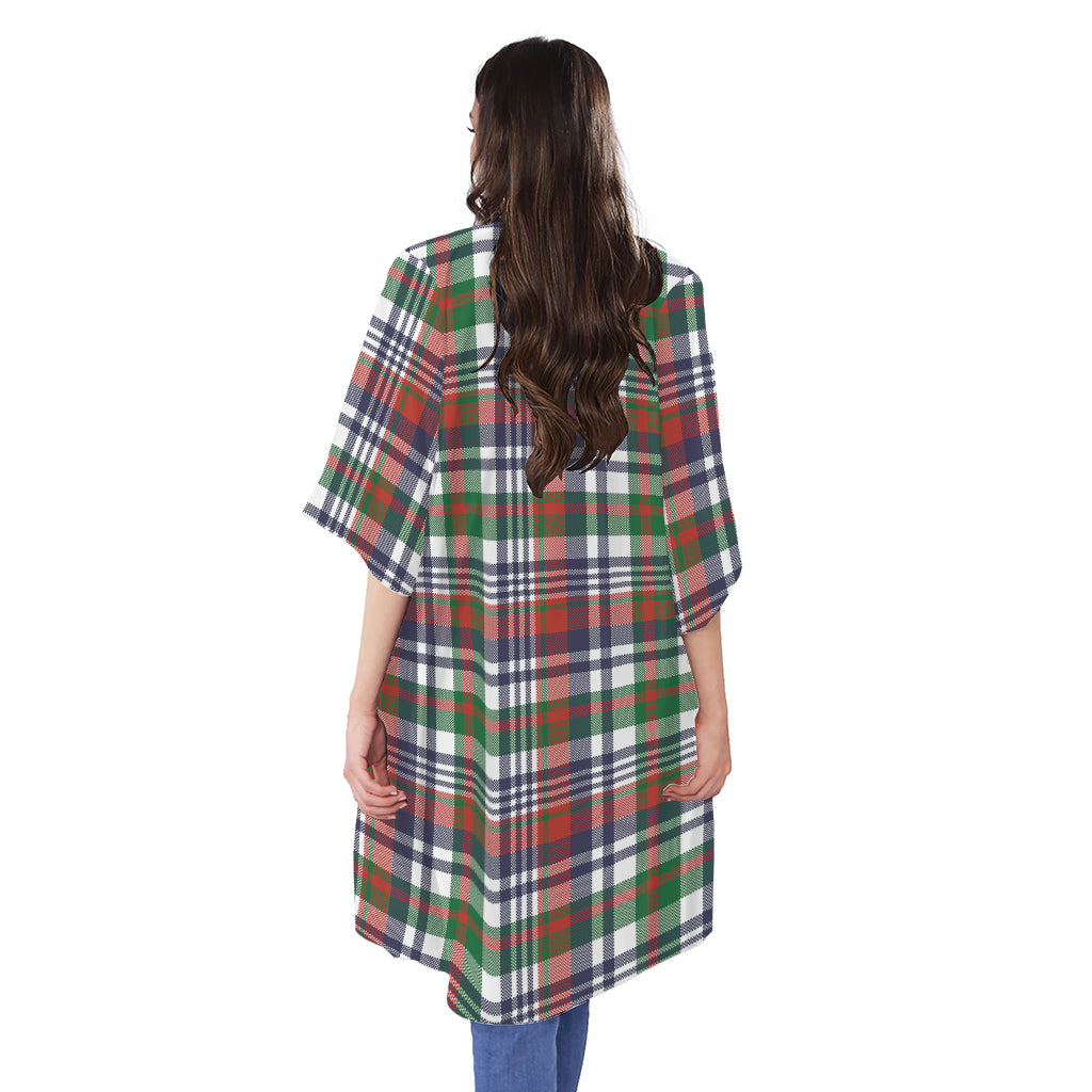 Christmas Madras Plaid Print Open Front Beach Cover Up