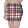 Christmas Madras Plaid Print Pencil Mini Skirt