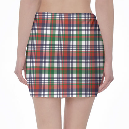 Christmas Madras Plaid Print Pencil Mini Skirt