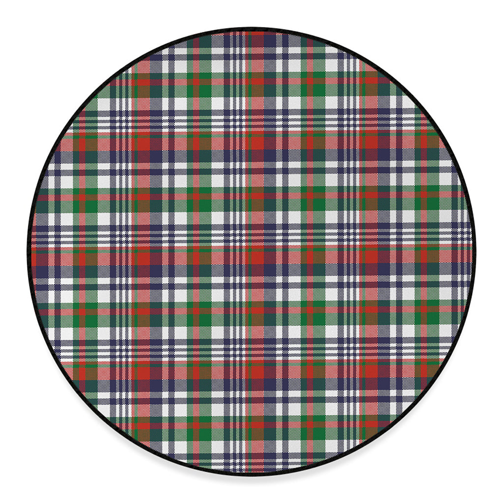 Christmas Madras Plaid Print Round Floor Mat