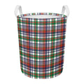 Christmas Madras Plaid Print Round Laundry Basket