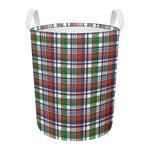 Christmas Madras Plaid Print Round Laundry Basket
