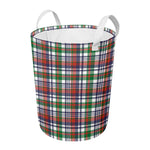 Christmas Madras Plaid Print Round Laundry Basket