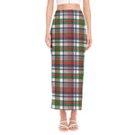 Christmas Madras Plaid Print Side Slit Maxi Skirt