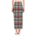 Christmas Madras Plaid Print Side Slit Maxi Skirt