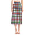 Christmas Madras Plaid Print Side Slit Midi Skirt