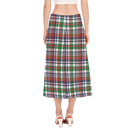 Christmas Madras Plaid Print Side Slit Midi Skirt