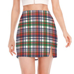 Christmas Madras Plaid Print Side Slit Mini Skirt