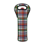 Christmas Madras Plaid Print Single Neoprene Wine Tote