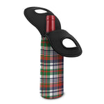 Christmas Madras Plaid Print Single Neoprene Wine Tote