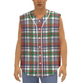Christmas Madras Plaid Print Sleeveless Baseball Jersey