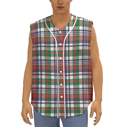 Christmas Madras Plaid Print Sleeveless Baseball Jersey