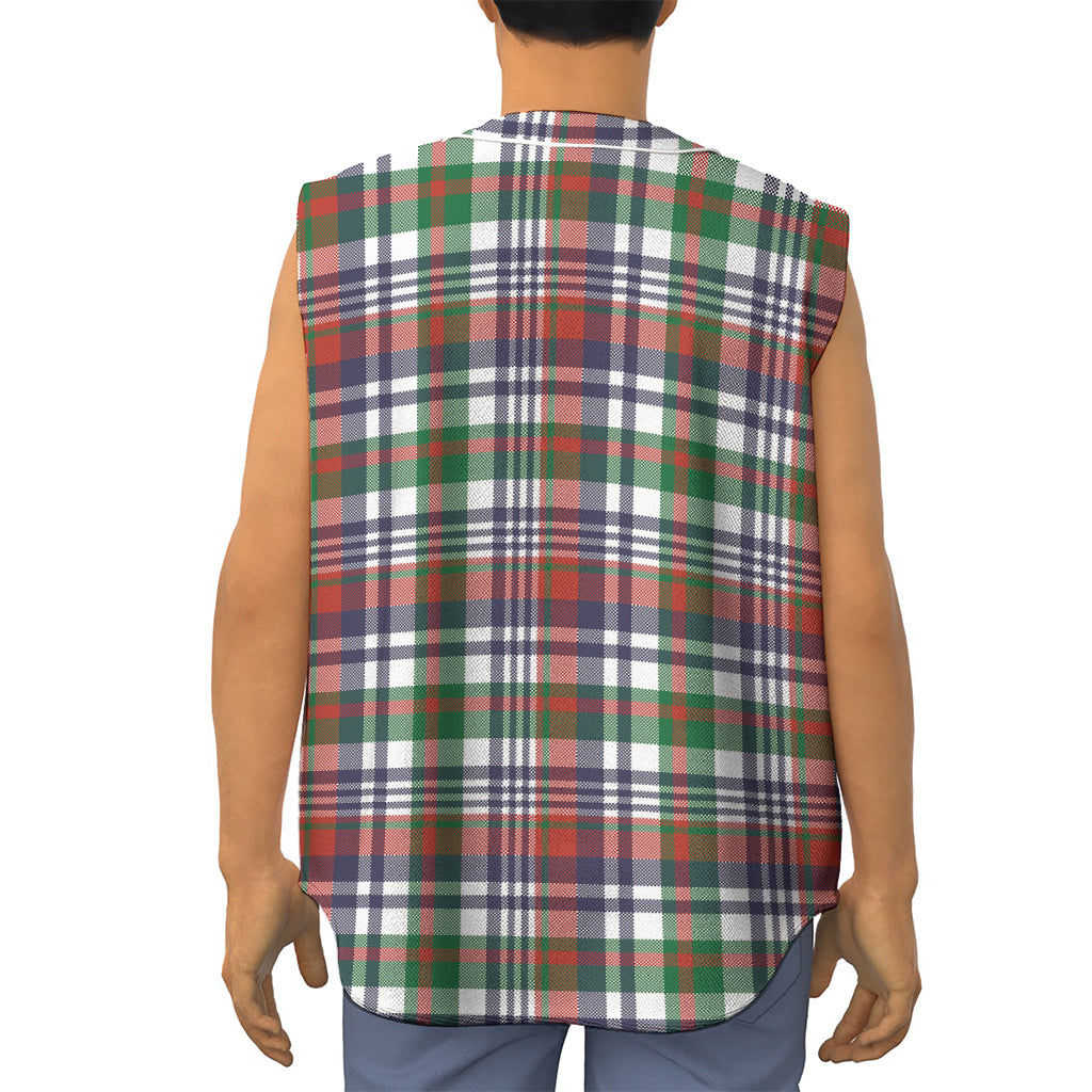 Christmas Madras Plaid Print Sleeveless Baseball Jersey