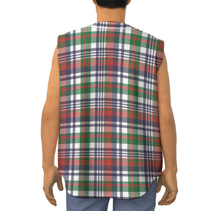 Christmas Madras Plaid Print Sleeveless Baseball Jersey
