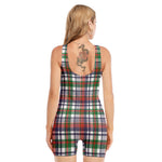 Christmas Madras Plaid Print Sleeveless One Piece Swimsuit