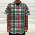 Christmas Madras Plaid Print Textured Short Sleeve Shirt