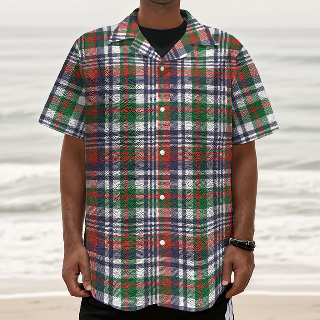 Christmas Madras Plaid Print Textured Short Sleeve Shirt