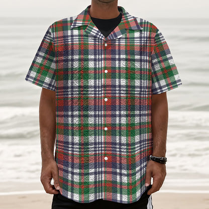 Christmas Madras Plaid Print Textured Short Sleeve Shirt