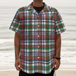 Christmas Madras Plaid Print Textured Short Sleeve Shirt